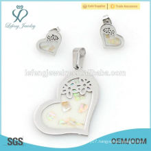 Beautiful stainless steel silver heart locket & earring jewelry set